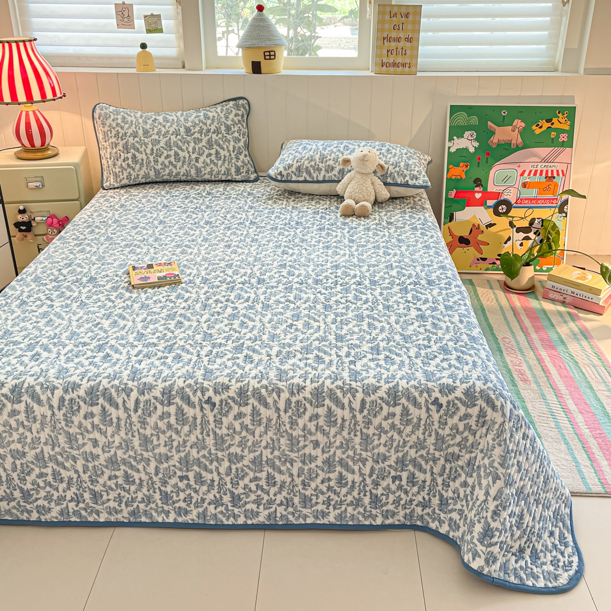 91家纺网 家纺一手货源 找家纺 贝扬思家纺 2025新款高克重牛奶绒豆豆被套床盖四件套-悦心系列 悦心-风沙沙