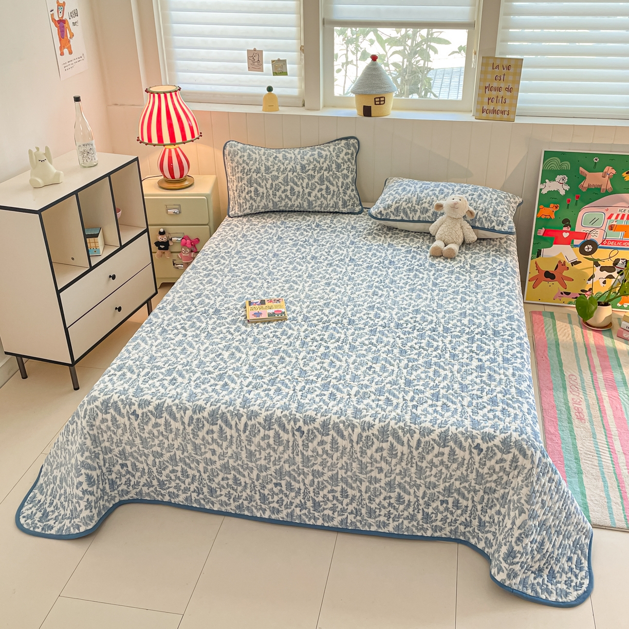 91家纺网 家纺一手货源 找家纺 贝扬思家纺 2025新款高克重牛奶绒豆豆被套床盖四件套-悦心系列 悦心-风沙沙