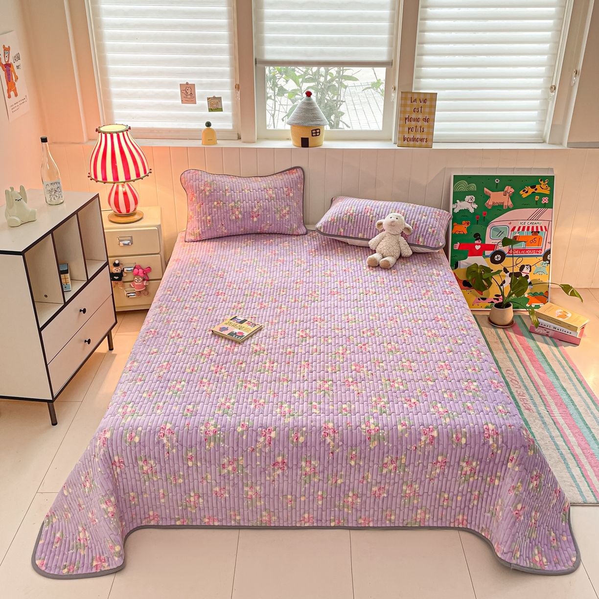 91家纺网 家纺一手货源 找家纺 贝扬思家纺 2025新款高克重牛奶绒豆豆被套床盖四件套-悦心系列 悦心-罗兰雨