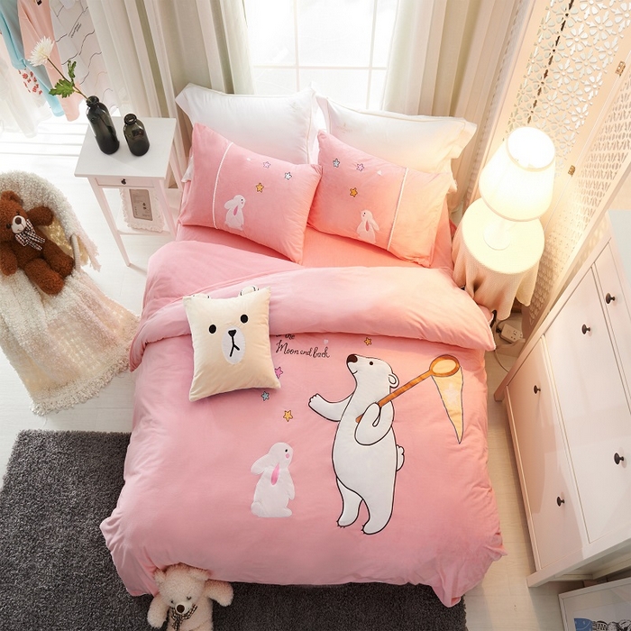 91家纺网 家纺一手货源 找家纺 （总）梵克保罗 2025新款婴儿绒原创绣花卡通学生三件套四件套