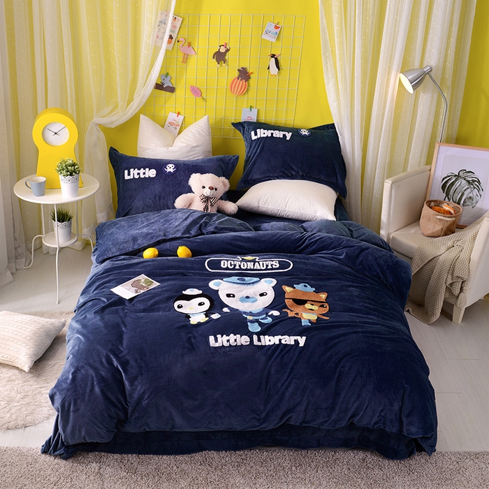 91家纺网 家纺一手货源 找家纺 （总）梵克保罗 2025新款婴儿绒原创绣花卡通学生三件套四件套