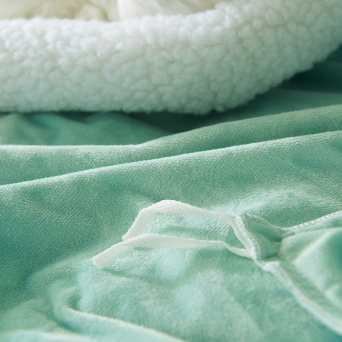 91家纺网 家纺一手货源 找家纺 梵克保罗 2025新款婴儿绒原创绣花卡通学生三件套四件套 可爱兔-绿