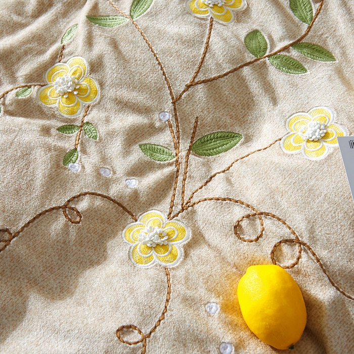 91家纺网 家纺一手货源 找家纺 梵克保罗 2025秋冬新款高克重婴儿绒原创绣花工艺系列三件套四件套-花卉系列 潘多拉-黄