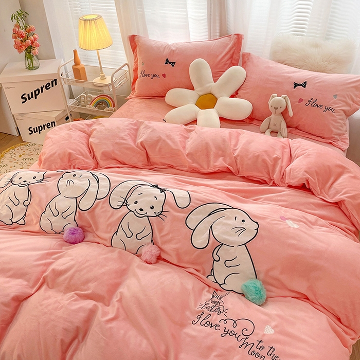 91家纺网 家纺一手货源 找家纺 （总）梵克保罗 2025秋冬新款高克重婴儿绒原创绣花工艺系列三件套四件套-卡通系列