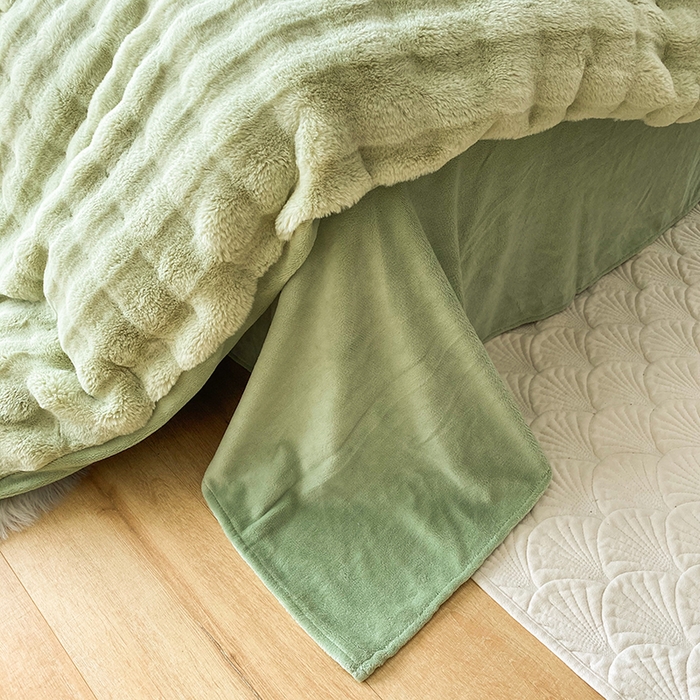 91家纺网 家纺一手货源 找家纺 潮邦创意家居 2025新款小米兔泡泡兔绒保暖四件套 米兔绿