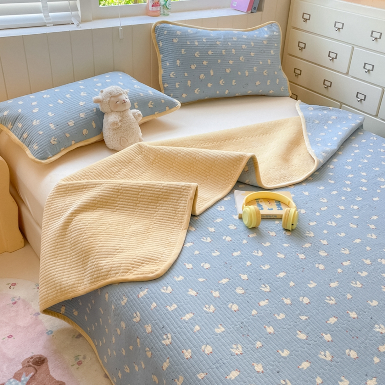 91家纺网 家纺一手货源 找家纺 老帅的工厂店 2025新款A类云感懒人冬季一体被被子被芯床盖系列-单床盖 加油丫