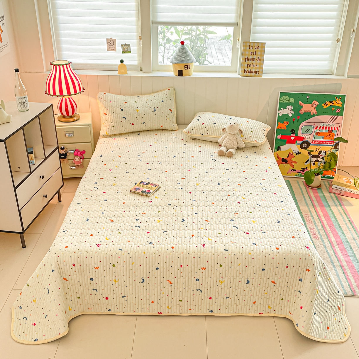 91家纺网 家纺一手货源 找家纺 贝扬思家纺 2025新款高克重牛奶绒豆豆被套床盖四件套-悦心系列 悦心-芝士酪