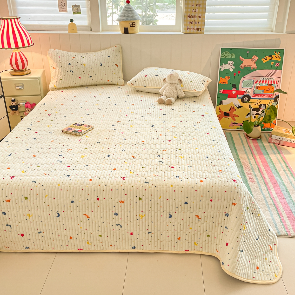 91家纺网 家纺一手货源 找家纺 贝扬思家纺 2025新款高克重牛奶绒豆豆被套床盖四件套-悦心系列 悦心-芝士酪