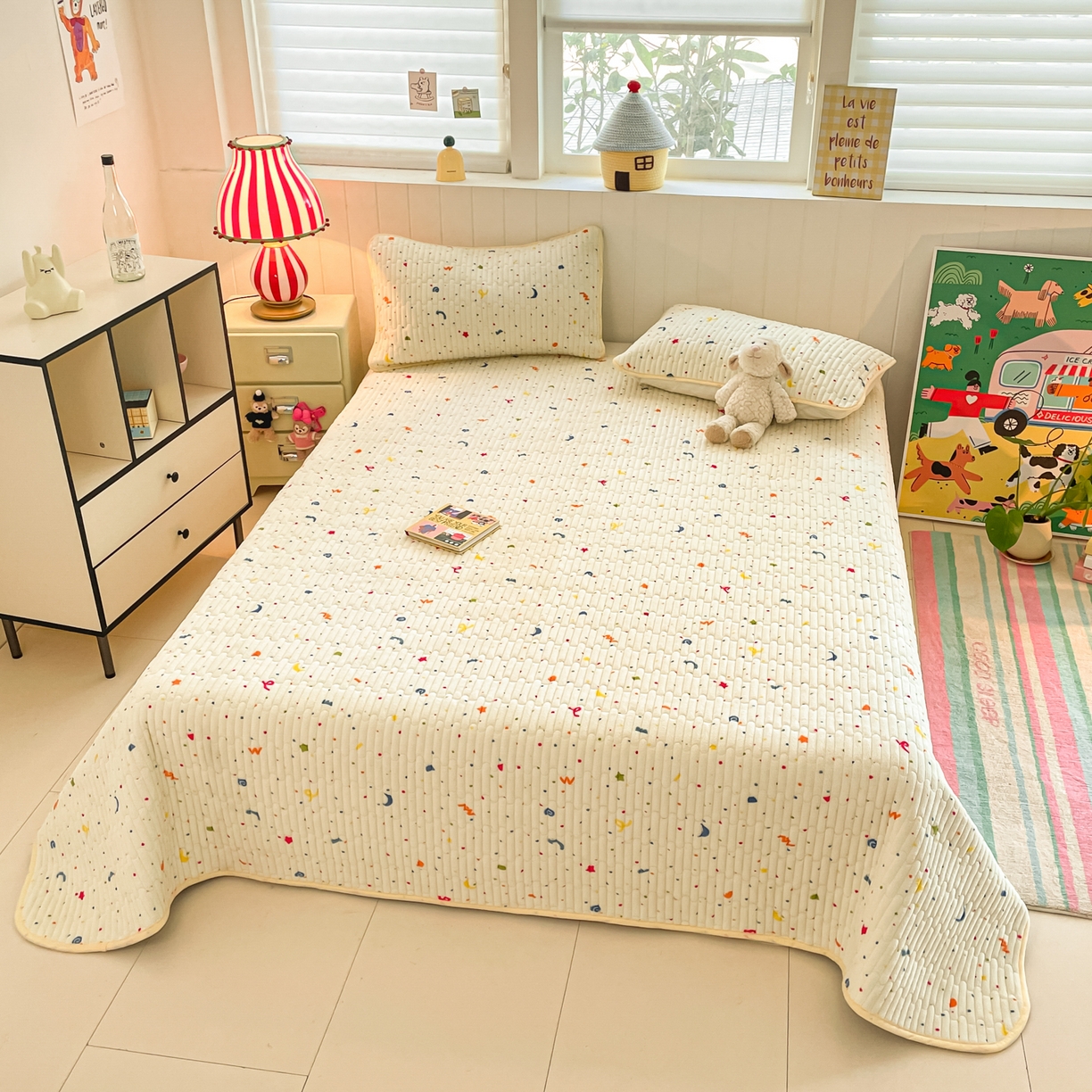 91家纺网 家纺一手货源 找家纺 贝扬思家纺 2025新款高克重牛奶绒豆豆被套床盖四件套-悦心系列 悦心-芝士酪