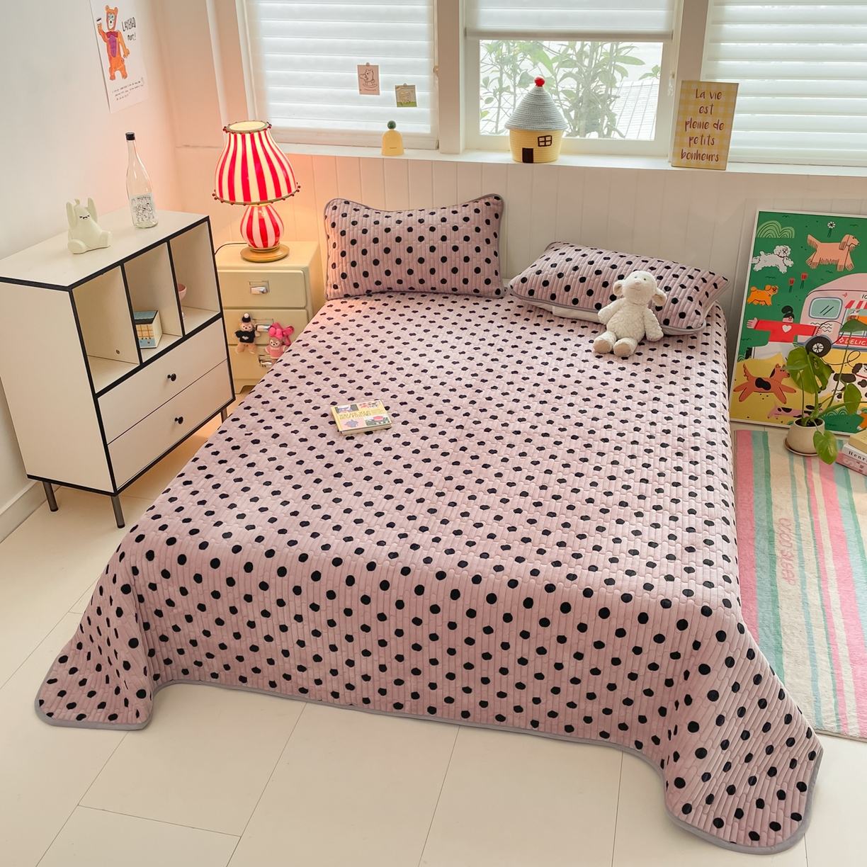 91家纺网 家纺一手货源 找家纺 贝扬思家纺 2025新款高克重牛奶绒豆豆被套床盖四件套-悦心系列 悦心-紫珍珠