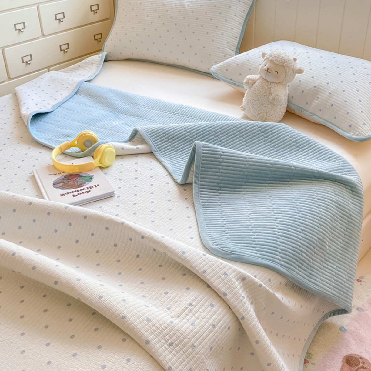 91家纺网 家纺一手货源 找家纺 老帅的工厂店 2025新款A类云感懒人冬季一体被被子被芯床盖系列-单床盖 海盐波波