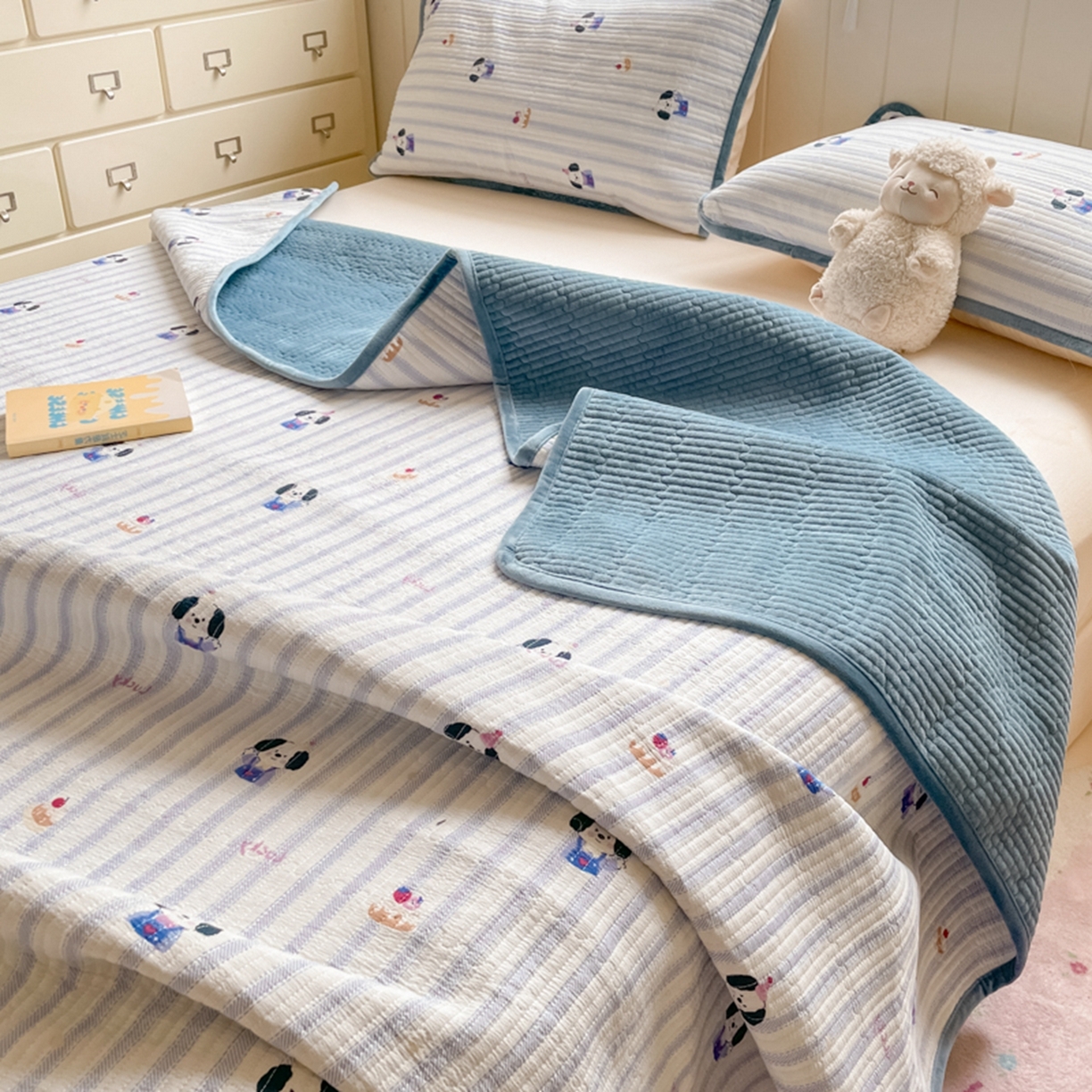 91家纺网 家纺一手货源 找家纺 老帅的工厂店 2025新款A类云感懒人冬季一体被被子被芯床盖系列-单床盖 可爱趴趴