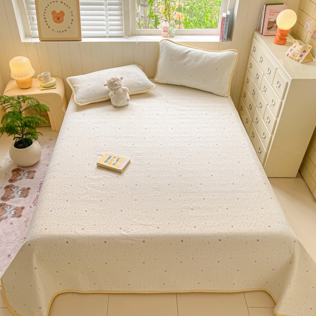 91家纺网 家纺一手货源 找家纺 老帅的工厂店 2025新款A类云感懒人冬季一体被被子被芯床盖系列-单床盖 奶油波波