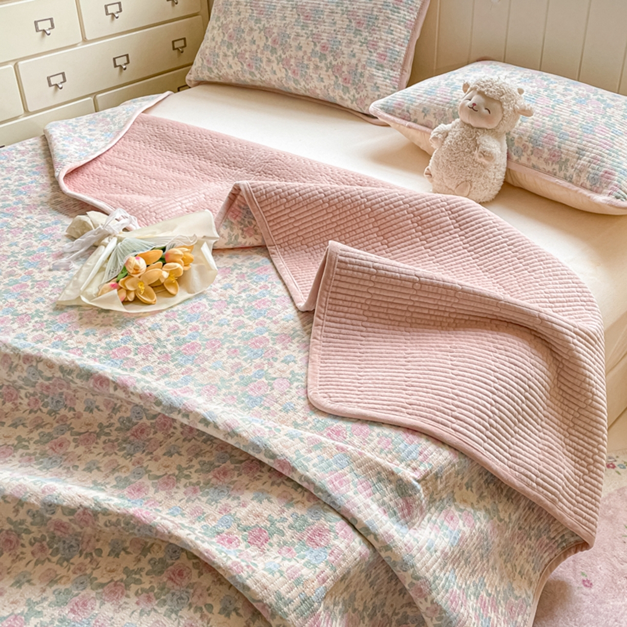 91家纺网 家纺一手货源 找家纺 老帅的工厂店 2025新款A类云感懒人冬季一体被被子被芯床盖系列-单床盖 花蔓