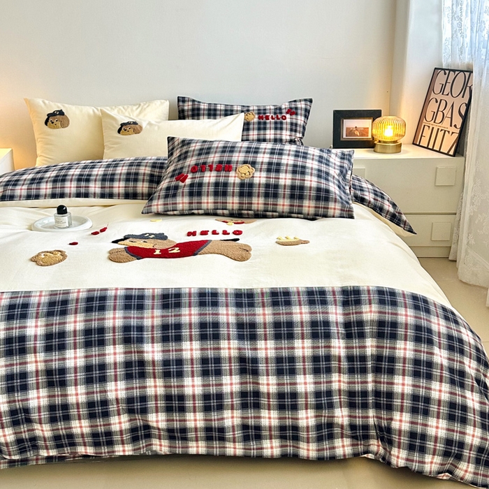 91家纺网 家纺一手货源 找家纺 （总）如意朵 2025新款全棉纯棉磨毛绣花四件套-风格一