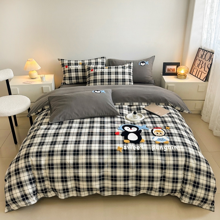 91家纺网 家纺一手货源 找家纺 （总）如意朵 2025新款全棉纯棉磨毛绣花四件套-风格一