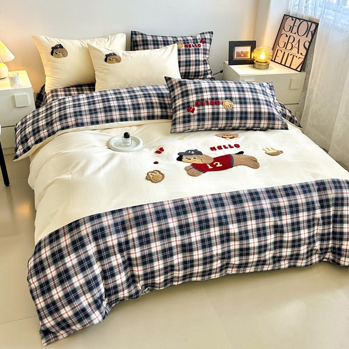 91家纺网 家纺一手货源 找家纺 （总）如意朵 2025新款全棉纯棉磨毛绣花四件套-风格一