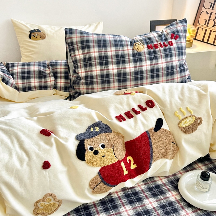 91家纺网 家纺一手货源 找家纺 （总）如意朵 2025新款全棉纯棉磨毛绣花四件套-风格一