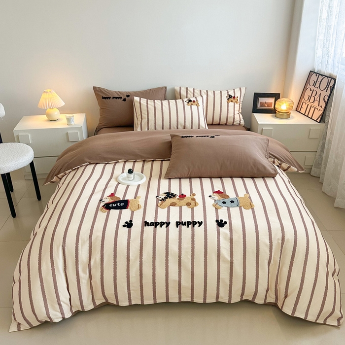 91家纺网 家纺一手货源 找家纺 （总）如意朵 2025新款全棉纯棉磨毛绣花四件套-风格一