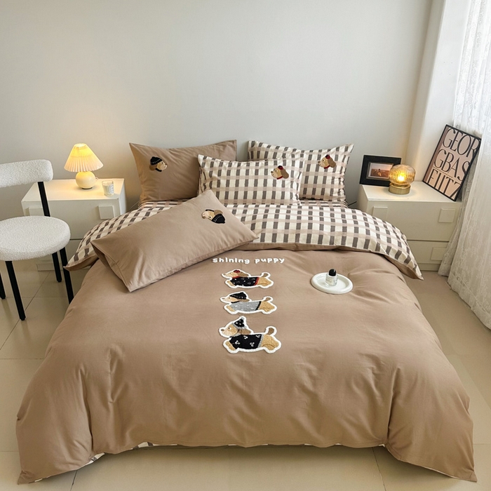 91家纺网 家纺一手货源 找家纺 （总）如意朵 2025新款全棉纯棉磨毛绣花四件套-风格一