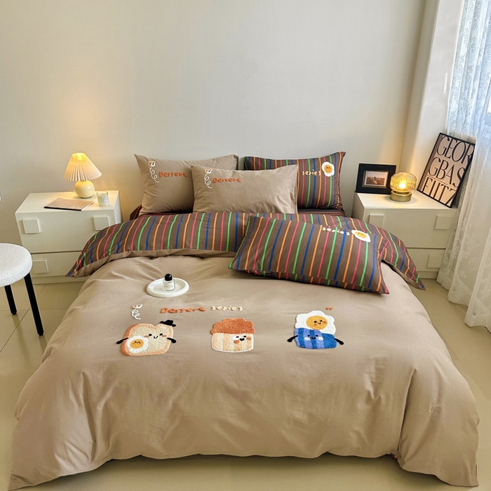 91家纺网 家纺一手货源 找家纺 （总）如意朵 2025新款全棉纯棉磨毛绣花四件套-风格一