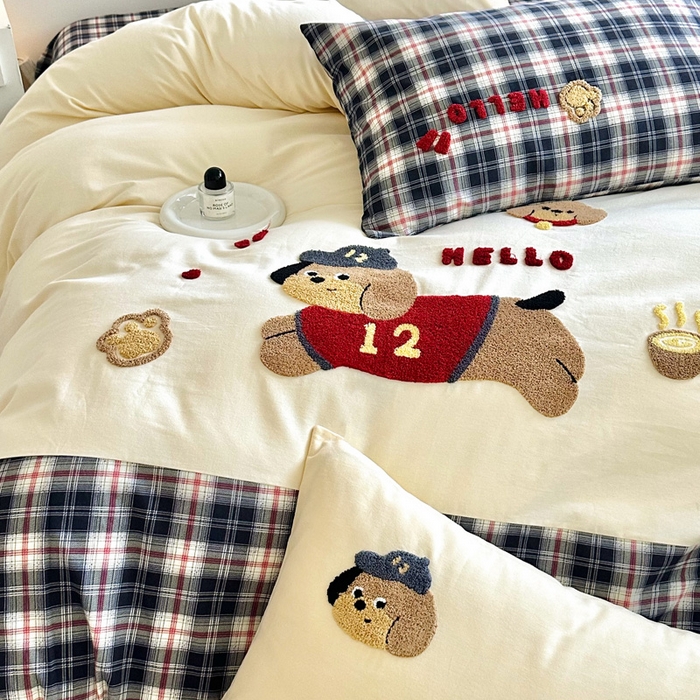 91家纺网 家纺一手货源 找家纺 （总）如意朵 2025新款全棉纯棉磨毛绣花四件套-风格一