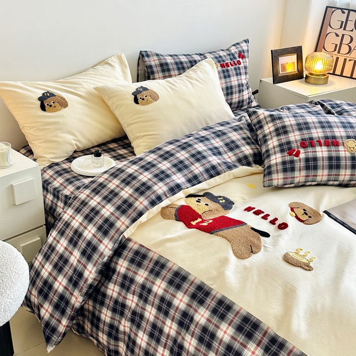 91家纺网 家纺一手货源 找家纺 （总）如意朵 2025新款全棉纯棉磨毛绣花四件套-风格一