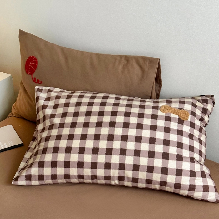 91家纺网 家纺一手货源 找家纺 如意朵 2025新款全棉纯棉磨毛绣花四件套-风格一 毛线小狗