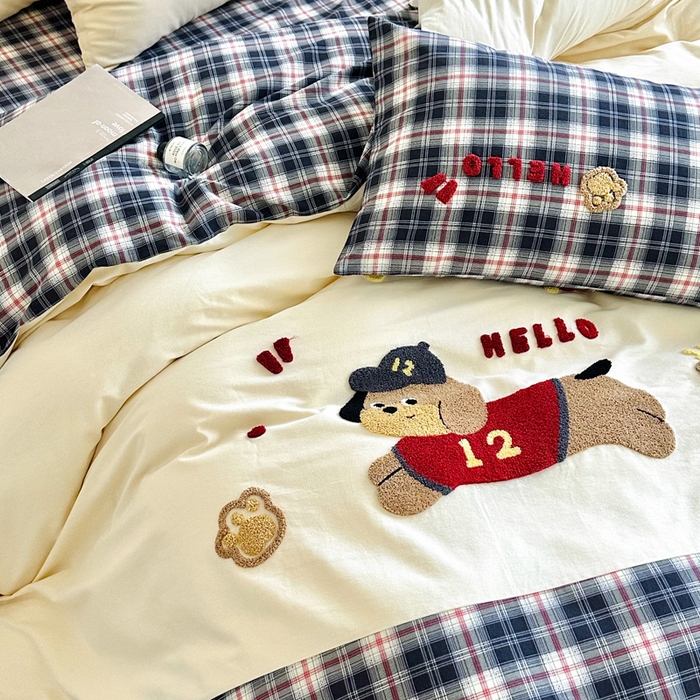 91家纺网 家纺一手货源 找家纺 （总）如意朵 2025新款全棉纯棉磨毛绣花四件套-风格一