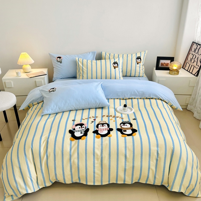 91家纺网 家纺一手货源 找家纺 （总）如意朵 2025新款全棉纯棉磨毛绣花四件套-风格一