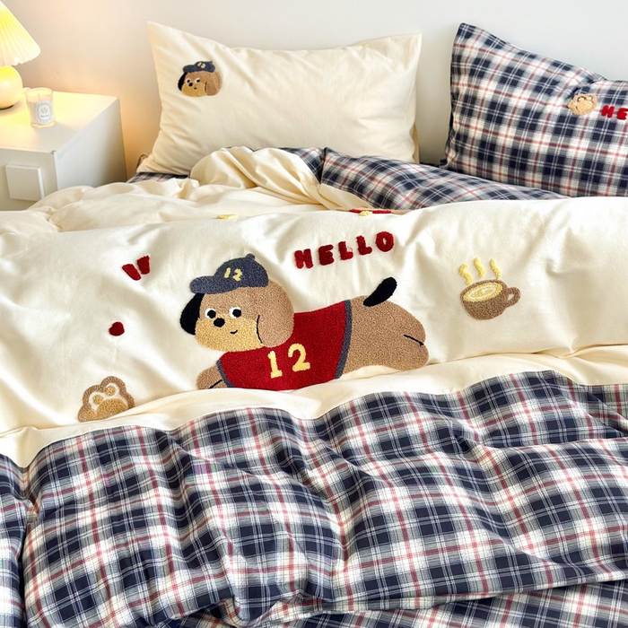 91家纺网 家纺一手货源 找家纺 （总）如意朵 2025新款全棉纯棉磨毛绣花四件套-风格一