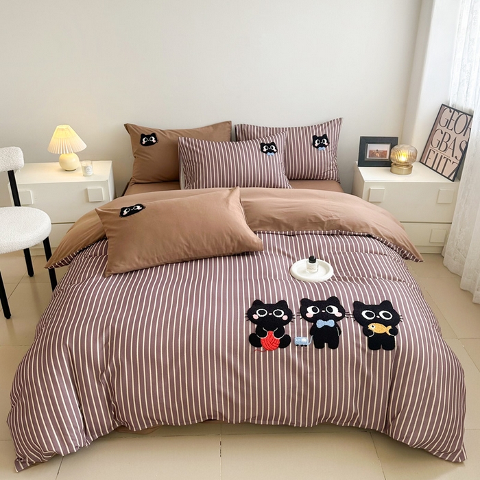 91家纺网 家纺一手货源 找家纺 （总）如意朵 2025新款全棉纯棉磨毛绣花四件套-风格一