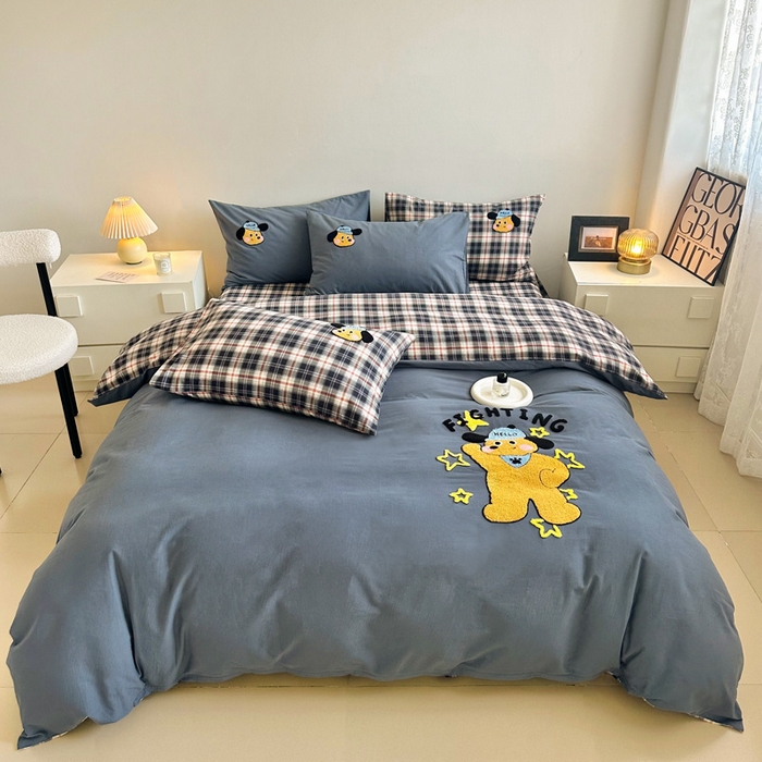 91家纺网 家纺一手货源 找家纺 （总）如意朵 2025新款全棉纯棉磨毛绣花四件套-风格一