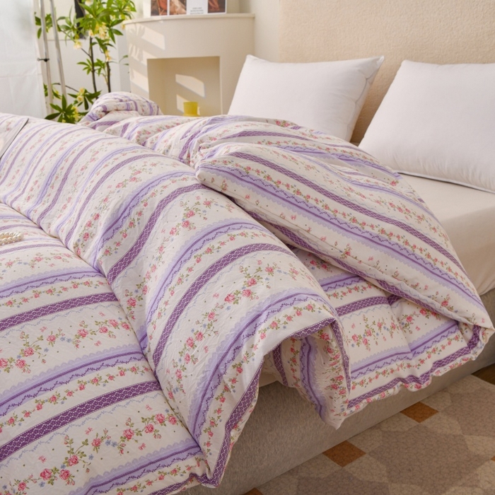 91家纺网 家纺一手货源 找家纺 小叮当家纺仓储工厂店 2025新款水洗棉印花被套单品被套单件被套 紫晴