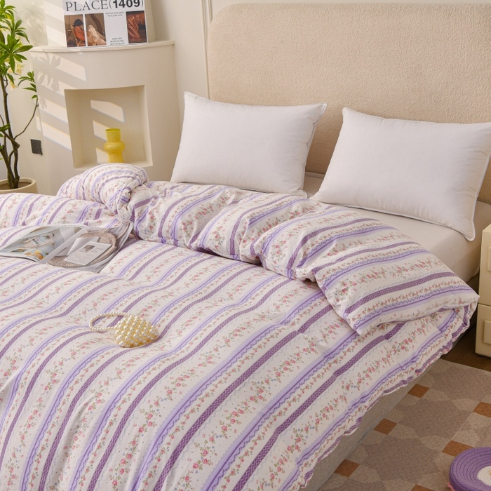 91家纺网 家纺一手货源 找家纺 小叮当家纺仓储工厂店 2025新款水洗棉印花被套单品被套单件被套 紫晴