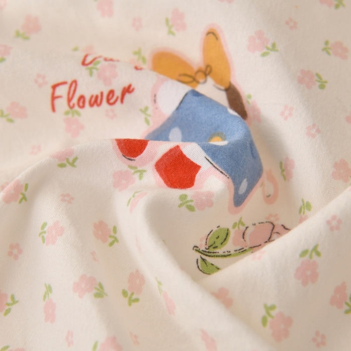 91家纺网 家纺一手货源 找家纺 小叮当家纺仓储工厂店 2025新款水洗棉印花被套单品被套单件被套 甜蜜女孩