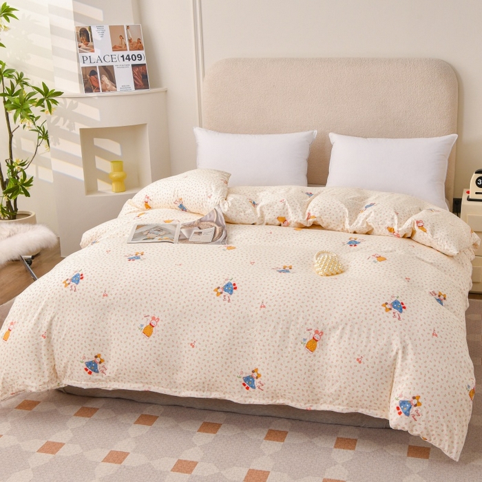 91家纺网 家纺一手货源 找家纺 小叮当家纺仓储工厂店 2025新款水洗棉印花被套单品被套单件被套 甜蜜女孩