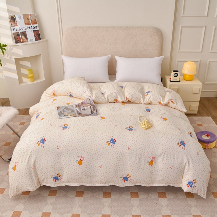 91家纺网 家纺一手货源 找家纺 小叮当家纺仓储工厂店 2025新款水洗棉印花被套单品被套单件被套 甜蜜女孩