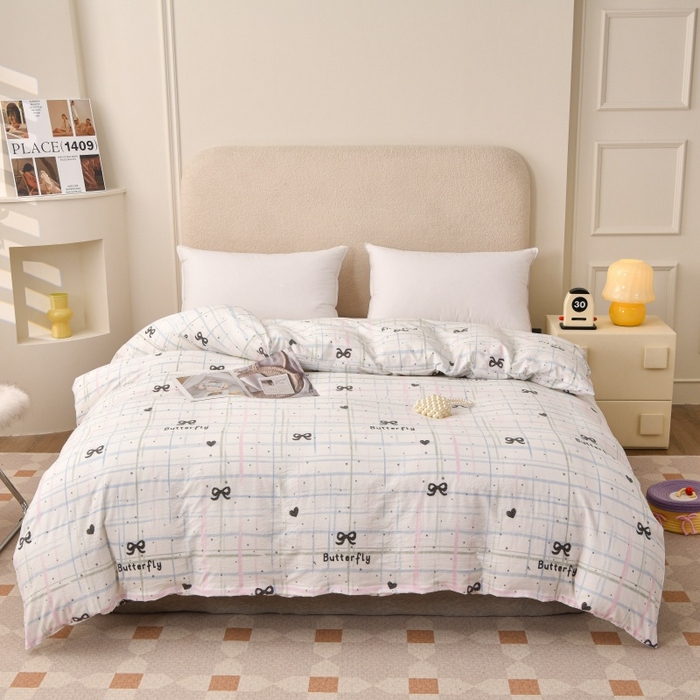 91家纺网 家纺一手货源 找家纺 小叮当家纺仓储工厂店 2025新款水洗棉印花被套单品被套单件被套 蝴蝶结