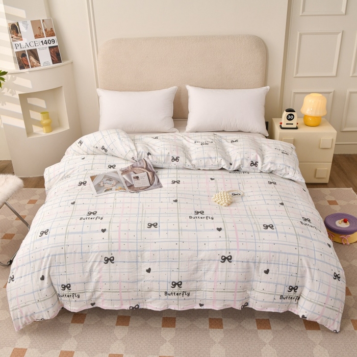 91家纺网 家纺一手货源 找家纺 小叮当家纺仓储工厂店 2025新款水洗棉印花被套单品被套单件被套 蝴蝶结