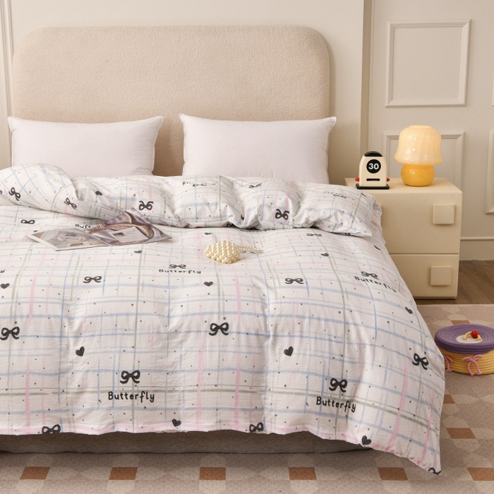 91家纺网 家纺一手货源 找家纺 小叮当家纺仓储工厂店 2025新款水洗棉印花被套单品被套单件被套 蝴蝶结