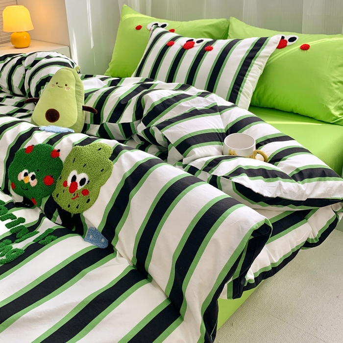 91家纺网 家纺一手货源 找家纺 如意朵 2025新款全棉纯棉小清新印花加绣花四件套 许愿树