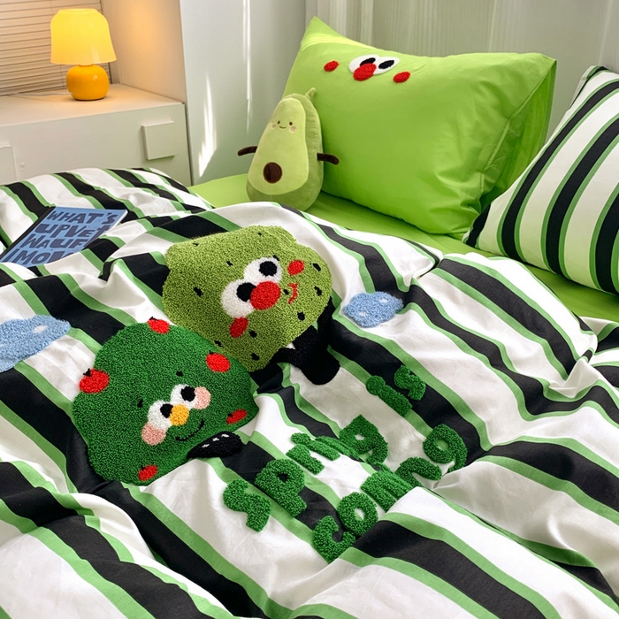 91家纺网 家纺一手货源 找家纺 如意朵 2025新款全棉纯棉小清新印花加绣花四件套 许愿树