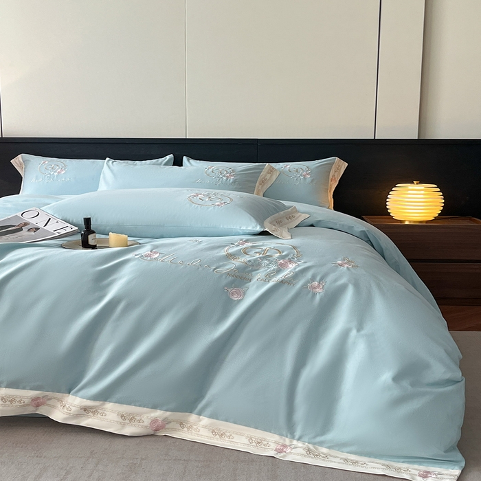 91家纺网 家纺一手货源 找家纺 小叮当家纺仓储工厂店 2025新款(买家秀不断货)亲肤A类全棉纯棉长绒棉全棉纯棉磨毛四件套-斯嘉丽系列 斯嘉丽-飘蓝