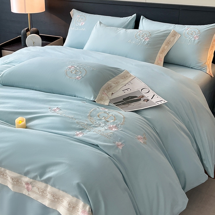 91家纺网 家纺一手货源 找家纺 小叮当家纺仓储工厂店 2025新款(买家秀不断货)亲肤A类全棉纯棉长绒棉全棉纯棉磨毛四件套-斯嘉丽系列 斯嘉丽-飘蓝