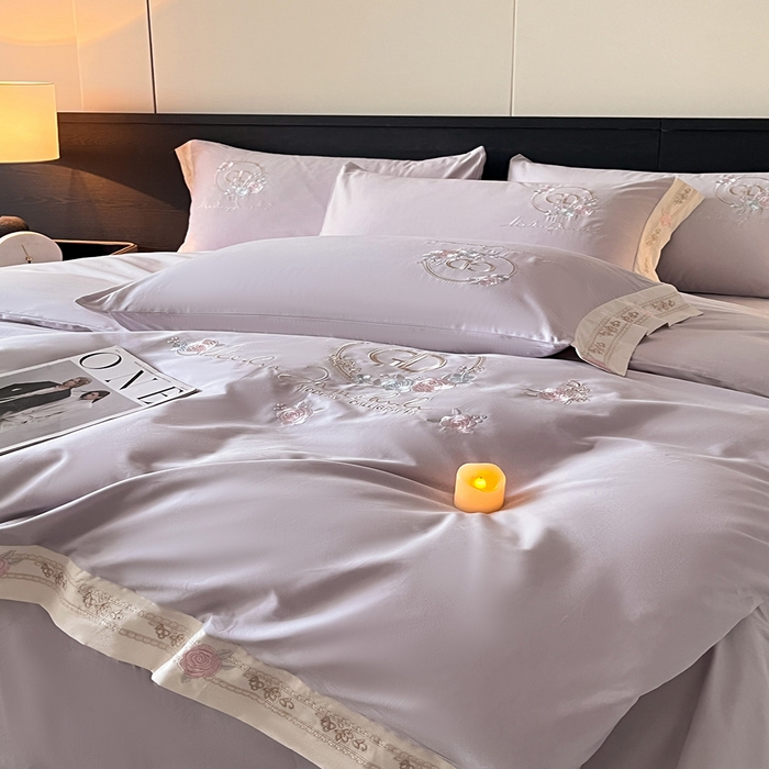 91家纺网 家纺一手货源 找家纺 小叮当家纺仓储工厂店 2025新款(买家秀不断货)亲肤A类全棉纯棉长绒棉全棉纯棉磨毛四件套-斯嘉丽系列 斯嘉丽-海葵紫