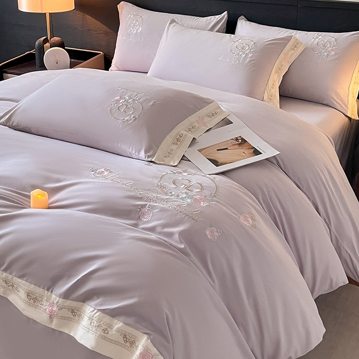 91家纺网 家纺一手货源 找家纺 小叮当家纺仓储工厂店 2025新款(买家秀不断货)亲肤A类全棉纯棉长绒棉全棉纯棉磨毛四件套-斯嘉丽系列 斯嘉丽-海葵紫