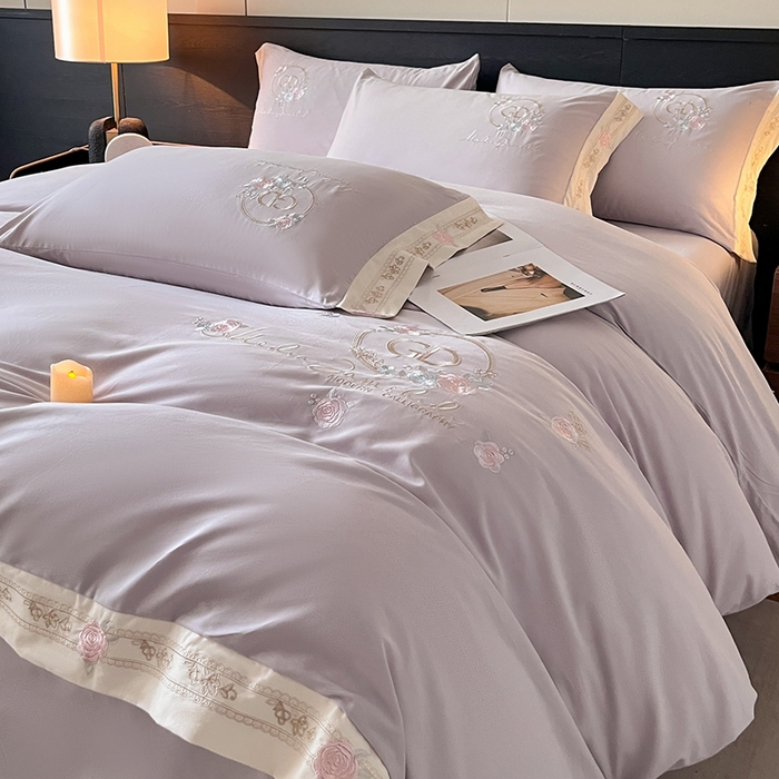 91家纺网 家纺一手货源 找家纺 小叮当家纺仓储工厂店 2025新款(买家秀不断货)亲肤A类全棉纯棉长绒棉全棉纯棉磨毛四件套-斯嘉丽系列 斯嘉丽-海葵紫