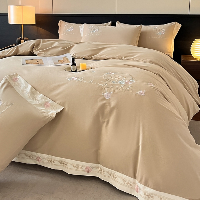 91家纺网 家纺一手货源 找家纺 小叮当家纺仓储工厂店 2025新款(买家秀不断货)亲肤A类全棉纯棉长绒棉全棉纯棉磨毛四件套-斯嘉丽系列 斯嘉丽-香槟金