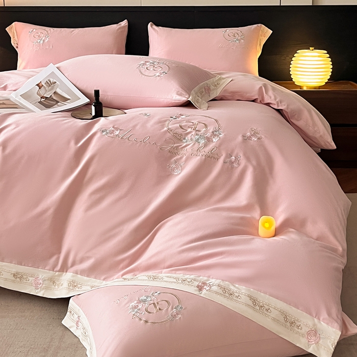 91家纺网 家纺一手货源 找家纺 小叮当家纺仓储工厂店 2025新款(买家秀不断货)亲肤A类全棉纯棉长绒棉全棉纯棉磨毛四件套-斯嘉丽系列 斯嘉丽-轻奢粉